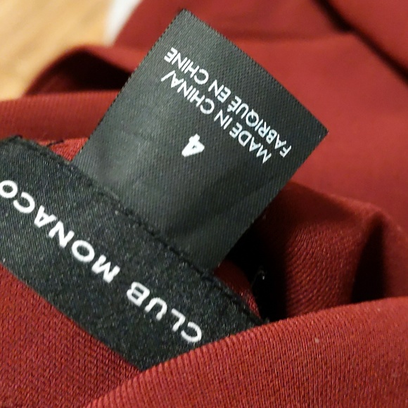 Club Monaco Red Vanellie Belted Short Casual Dress Size 4 Maroon V-Neckline - Picture 3 of 4